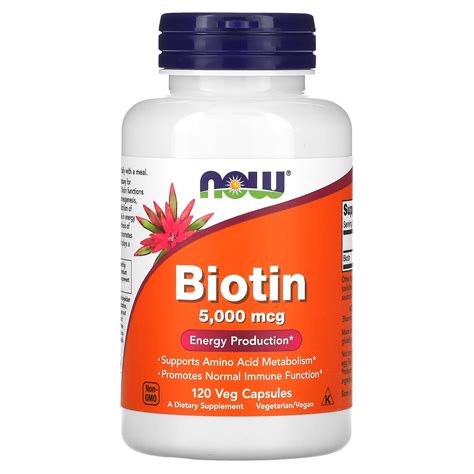 NOW Foods Biotin 5 000 Mcg 120 Veg Capsules