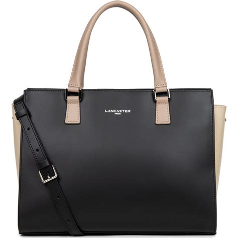 Lancaster Smooth Sac Port Main Noir Noir Nude Clair Nude Fonce