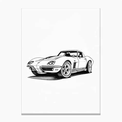 Chevrolet Corvette Line Drawing 2 Canvas Print by RetroRides Gallery - Fy