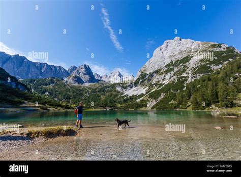 Lake In Summer Of The Alps Mountain Austria Stock Photo Alamy