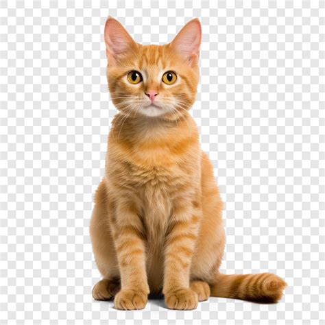 Premium PSD | Short hair orange cat sitting up on transparency