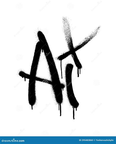 Sprayed Ai Font Graffiti With Overspray In Black Over White Vector