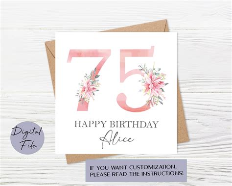 75th Birthday Card 75th Birthday Card Printable Personalised - Etsy