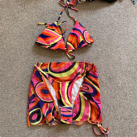 Shein Three Piece Bikini Set And Sarong Never Worn Depop
