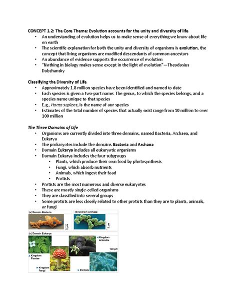 1 - Section 1.2 in the Biology textbook focuses on core themes like evolution, - CONCEPT 1: The