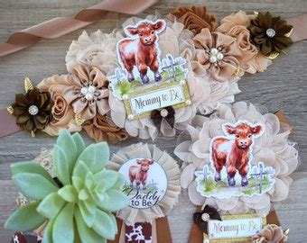 Highland Cow Baby Shower Corsage Highland Cow Mommy To Be Corsage