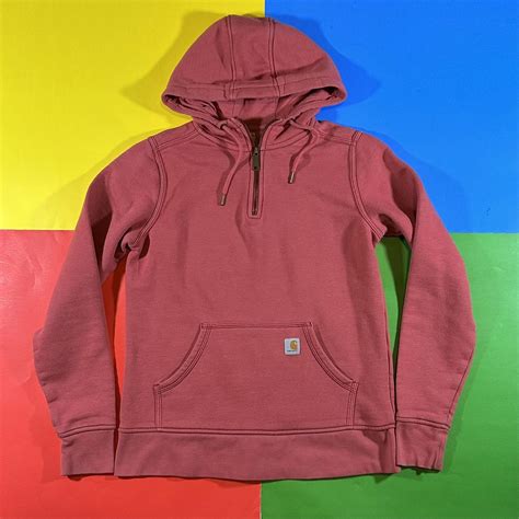 Carhartt Hoodie Pink Q Zip Hooded Sweatshirt By Depop