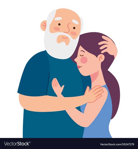 Old Father And Daughter Royalty Free Vector Image