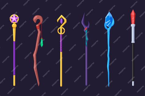 Premium Vector Magic Wands On Dark Background Cartoon Illustration