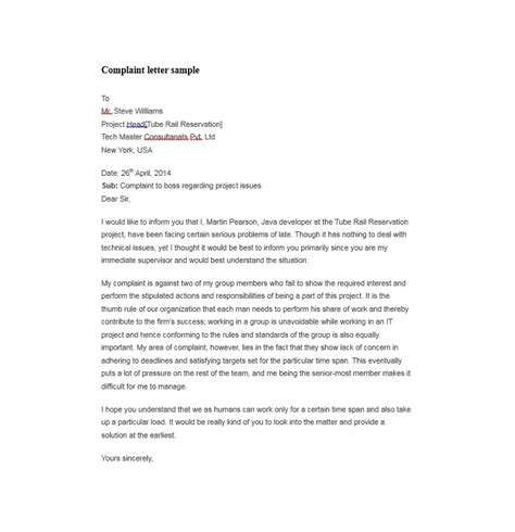 Complaint Letter Format Against Employee Resume Examples Marketing