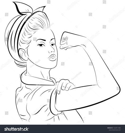 Strong Girl Eyeglasses Classical American Symbol Stock Vector Royalty