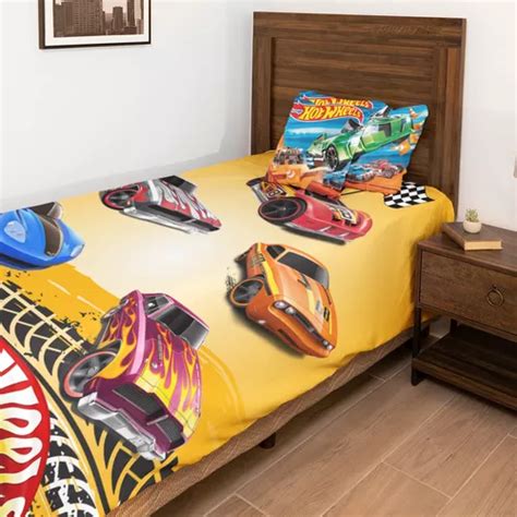 Jogo De Cama Solteiro Hot Wheels Carrinho Menino Pe As Frete Gr Tis
