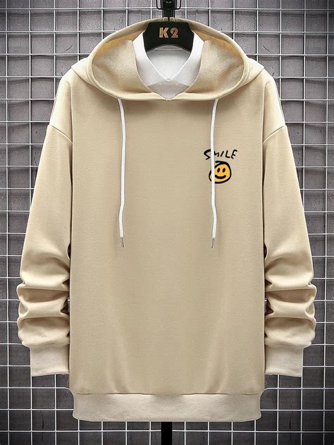 Khaki Casual Long Sleeve Polyester Cartoon Letter Pullovers Slight Stretch Springfall Men