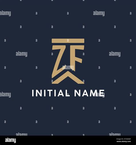 Zf Initial Monogram Logo Design In A Rectangular Style With Curved Side