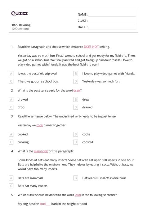 50 Revising Writing Worksheets For 2nd Class On Quizizz Free And Printable