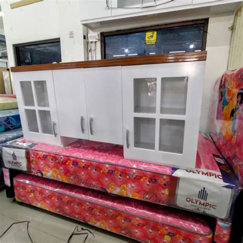 Jual Kitchen Set Atas Lemari Dapur Hidrolik 4 Pintu Kotak Plus Rak