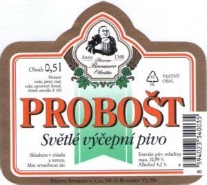 Drink Label Ex Probo T Sv Tl V Epn Pivo Pivovar Broumov Oliv T N