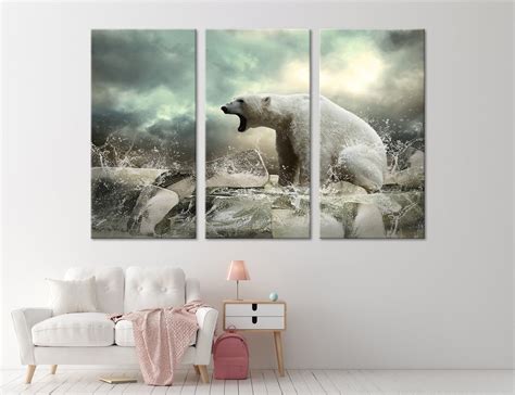 Polar Bear Wall Art Polar Bear Wall Dekor Polar Bear Canvas Wild Nature