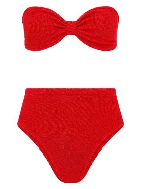 Hunza G Ruby Stretch Design Bikini Set Red Editorialist