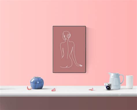 Woman Laying Down Art Minimalist Naked Woman Printable Wall Art Fine Line Print Nude Woman