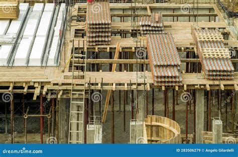 building  construction preparation  ground floor slab stock