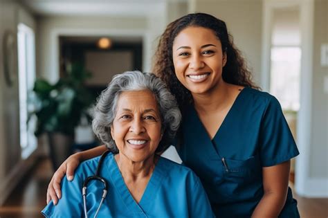 Premium Photo Female Nurse Hugging Her Senior Patient