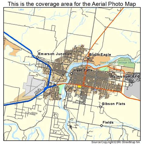 Aerial Photography Map Of Great Falls Mt Montana