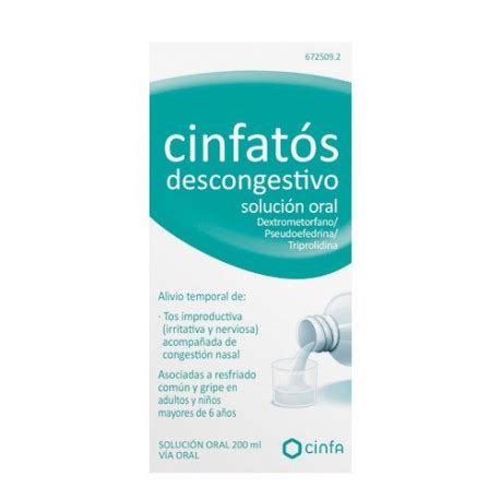 CINFATOS DESCONGESTIVO SOLUCION ORAL 1 FRASCO DE 200 ML VIDRIO