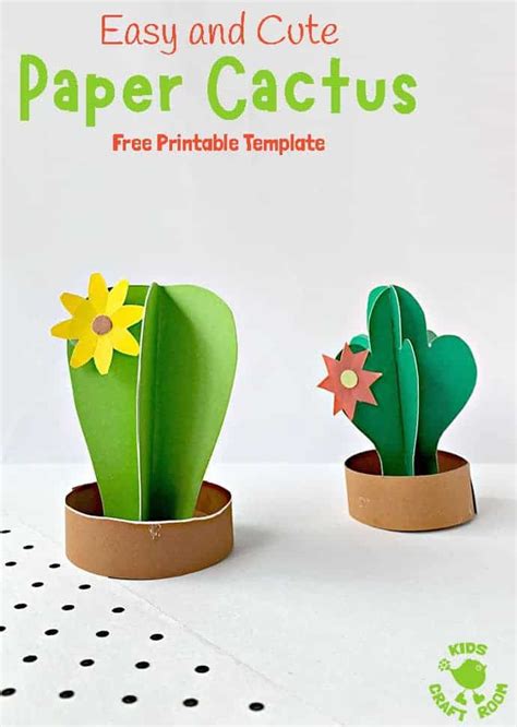 Two Paper Cactuses Sitting On Top Of A Table Next To Each Other With
