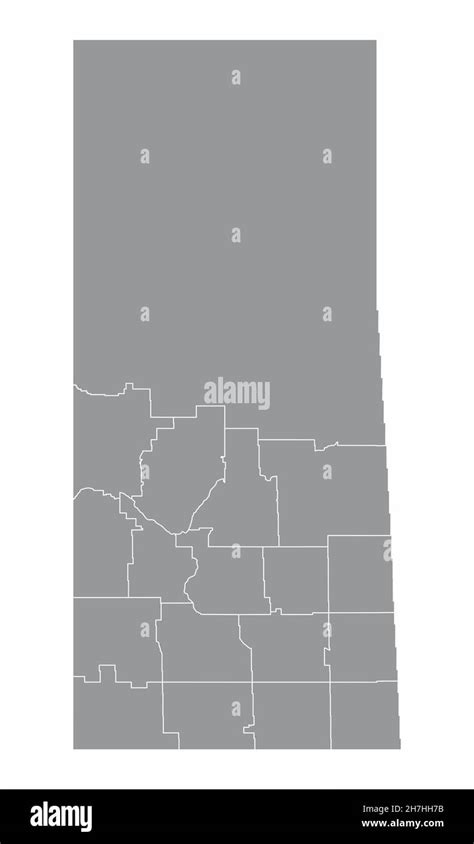 Saskatchewan Province Administrative Map Isolated On White Background