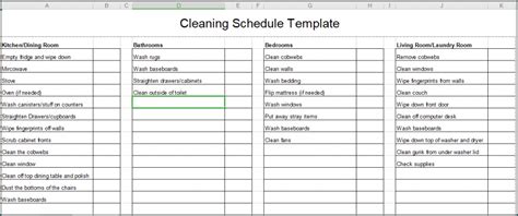 Weekly Cleaning Schedule Template Bogiolo