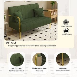 Small Space Recliner Sofa Teddy Fleece Loveseat Sofa with Golden Arms, Simple Line Lounge ...