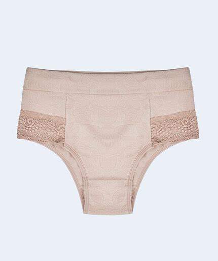 Calcinha De Microfibra Trabalhada Cintura Alta Pala Dupla Renda Na Perna NAYANE LINGERIE