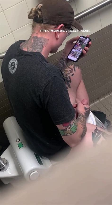 Hot Tattoo Guy Jerks Off In Public Bathroom ThisVid