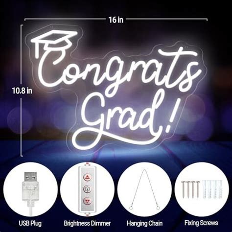 Congrats Grad Neon Led Sign Bright Dimmable Neon Sign For Congrats