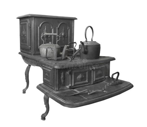 Large Old Cast Iron Stove Isolated Stock Image Image 51042399
