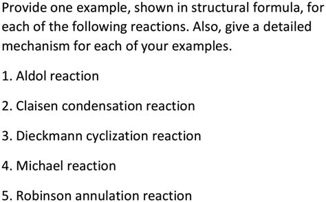 SOLVED Provide One Example Shown In Structural Formula For Each Of