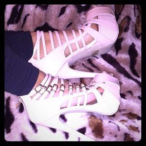 22 Off Shoes Nude Faux Leather Strappy Lace Up Heels From Kush S Closet On Poshmark