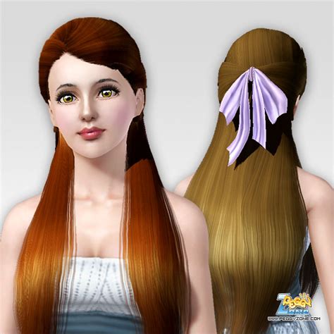 Half Up Half Down With Bow Hairstyle Id 424 By Peggy Zone Sims 3 Hairs