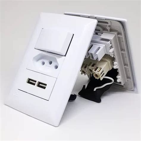 Tomada Parede Usb Interruptor Paralelo Usb Duo Universal Cor Branco