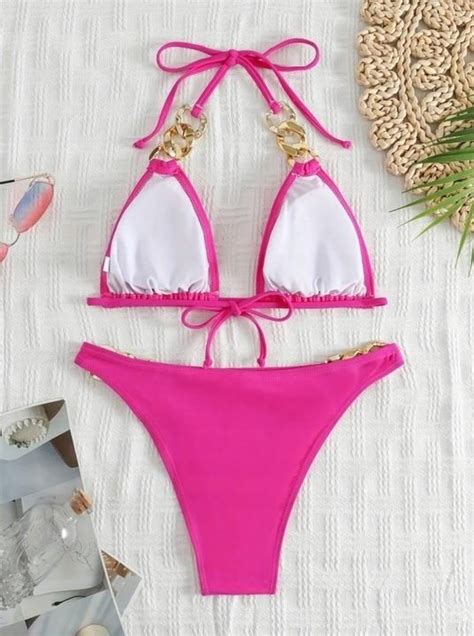 Str J K Pielowy Dwucz Ciowy Kostium Sexy Bikini Z Ote Wi Zanie Kolory M Ceny I Opinie Ceneo Pl