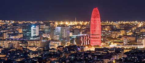 Panoramic View of Barcelona by Night. Editorial Photography - Image of ...