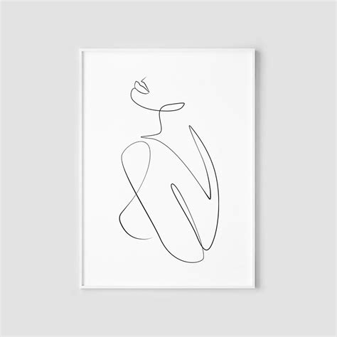 Digital Prints Prints Female Figure Woman Portrait Minimal Art Nude Line Art One Line Printable