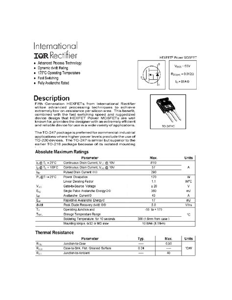 IRFP054NPBF Datasheet 1 9 Pages IRF HEXFET Power MOSFET