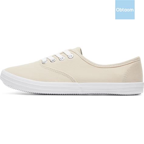 Obtaom Womens Canvas Sneakers Fashion Lace Up Canvas Shoes Low Top