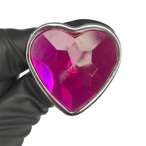 Plug Anal Pedra de Coração Rosa Prata Feito em Metal Filhos de Afrodite