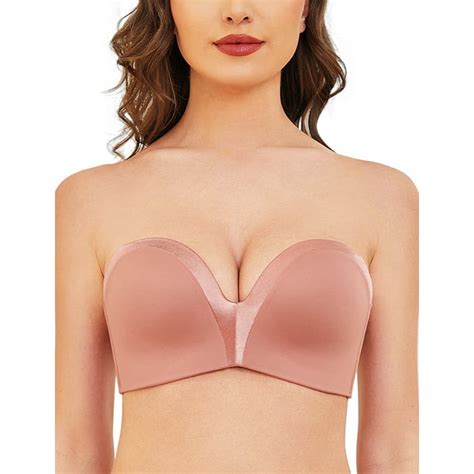 Wingslove Women S Strapless Multiway Push Up Bra Wireless Plus Size Convertible Bra Rose Brown