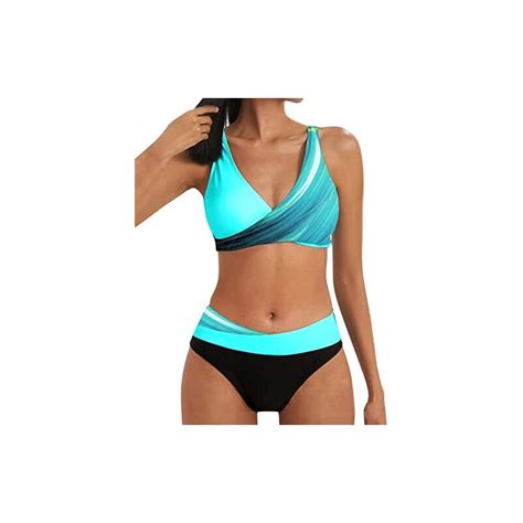 Zueauns Bikini Da Donna Con Seni Grandi Costume Da Bagno Push Up Sexy Scollo A V Per Lo