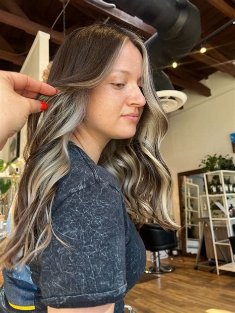 Bright Blonde Halo Highlights With Dark Hair Medium Hair Highlights Underneath Hair Blonde