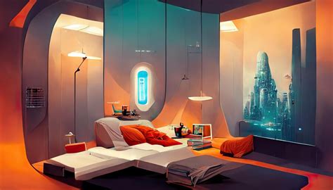 Premium AI Image | Futuristic minimalist bedroom concept art illustration